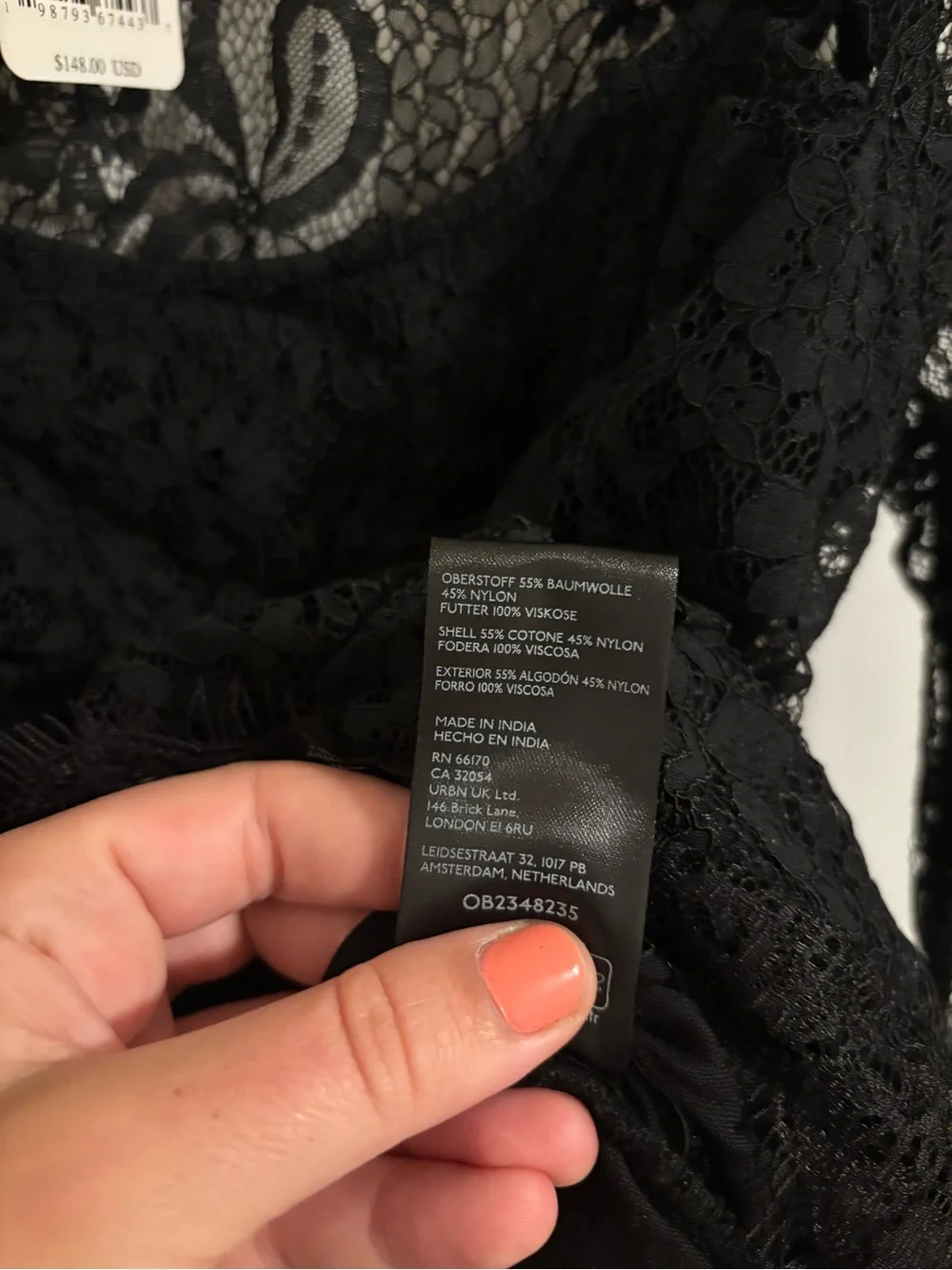 NWT FREE PEOPLE Paloma Lace Top Black Size Small